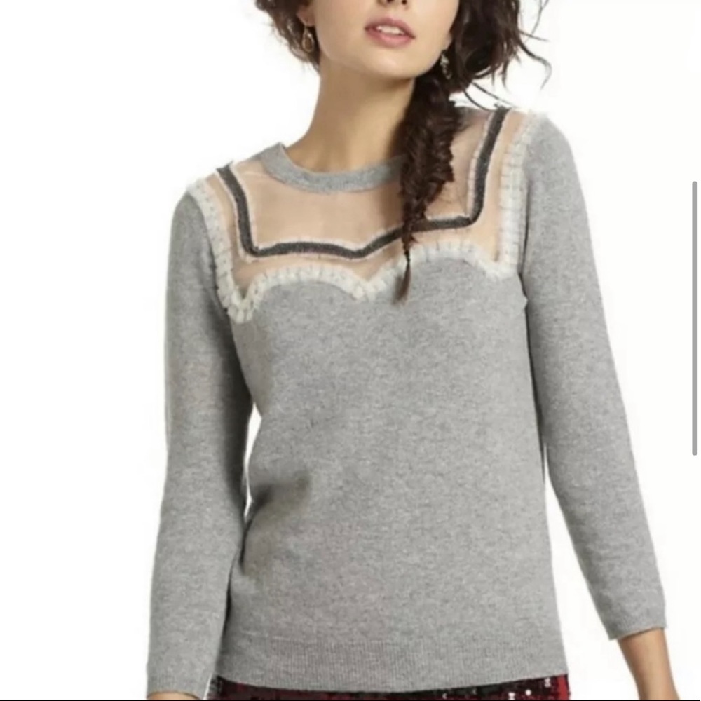 Anthro FIELD FLOWER Windowpane Cardigan Sweater